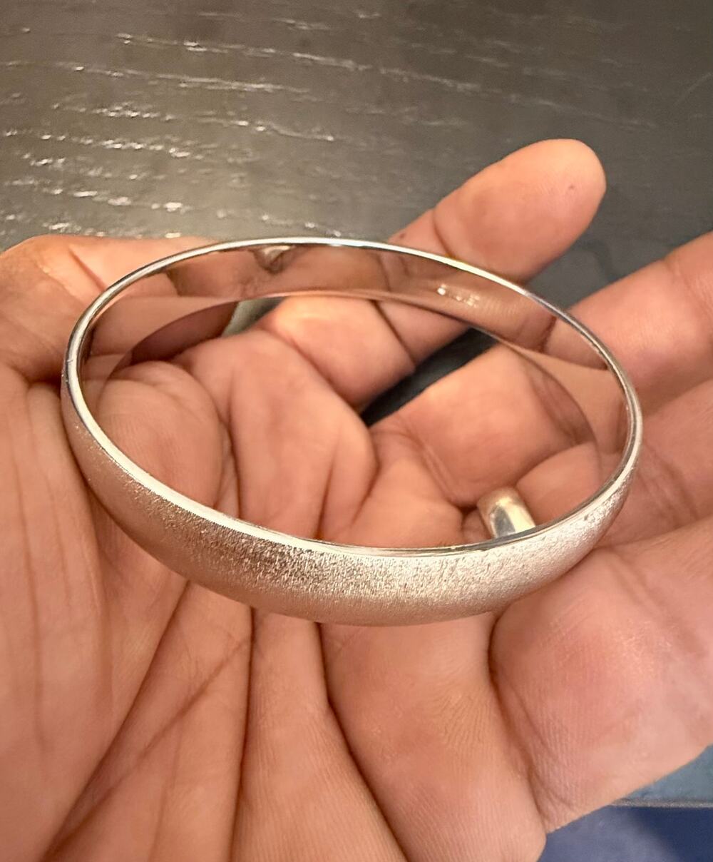 Vintage Signed Monet Silver Tone Brushed Bangle Bracelet size 7.75”
